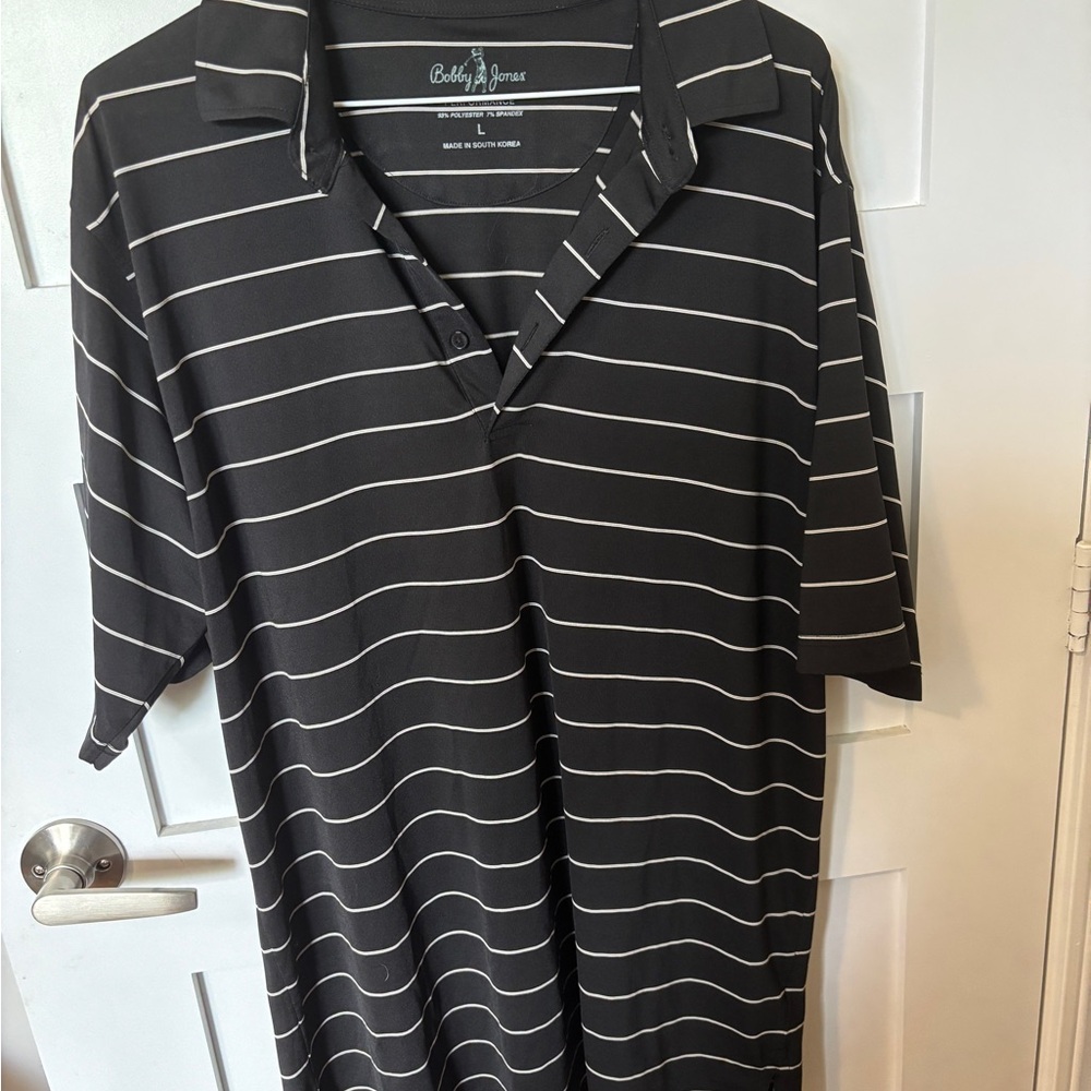 Bobby Jones Black and White Striped Polo Shirt